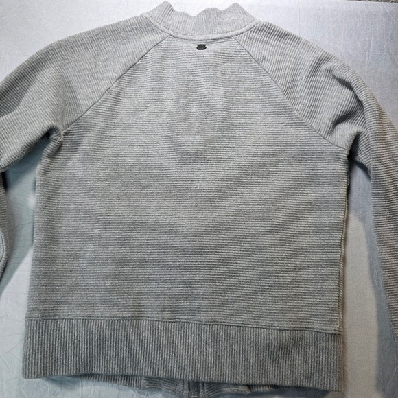 Gaiam Womens Small Heather Gray Ribbed Full Zip Bomber Track Jacket Mock Neck - Picture 7 of 9